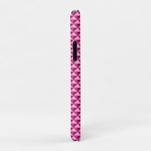 Hot roze, enamel look, bestudeerd raster Case-Mate iPhone case (Achterkant/rechts)