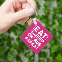 Hot Roze Eten Slapen Koor Herhaal Blok Sleutelhang