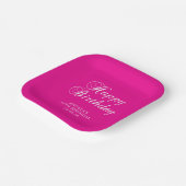 Hot Roze Fancy Kalligrafie 40ste Verjaardag Papieren Bordje (Gebogen)