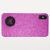 Hot-roze faux Glitter Monogram Minimalist Sparkly Case-Mate iPhone Case (Achterkant (horizontaal))
