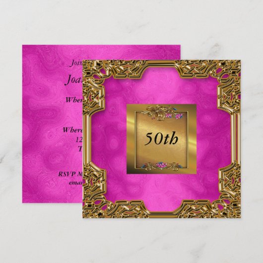 Hot-roze feestdagen kaart (Voorkant / Achterkant)