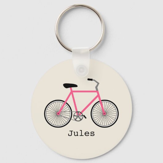 Hot-roze fietsenwiel-Sleutelhanger Sleutelhanger (Voorkant)