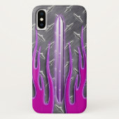 Hot Roze flames Hot Rod Diamondplate Case-Mate iPhone Case (Achterkant)