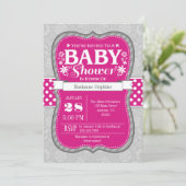 Hot-roze Floral Baby shower Kaart (Staand voorkant)