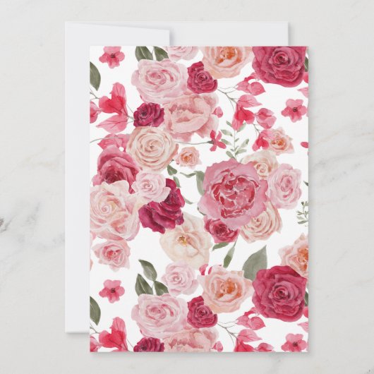 Hot-roze Floral Bridal Shower Kaart (Achterkant)