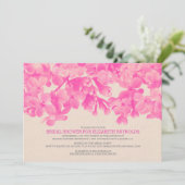 Hot-roze Floral Bridal Shower-uitnodigingen Kaart (Staand voorkant)