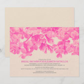 Hot-roze Floral Bridal Shower-uitnodigingen Kaart (Voorkant / Achterkant)