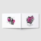 Hot-roze Floral Gothic Wedding Gastenboek (Volledig)