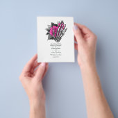 Hot-roze Floral Gothic Wedding Invitation Flyer (Hand)