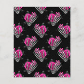 Hot-roze Floral Gothic Wedding Invitation Flyer (Achterkant)