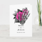 Hot-roze Floral Gothic Wedding Programma (Voorkant)
