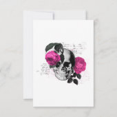 Hot-roze Floral Gothic Wedding RSVP Kaartje (Achterkant)