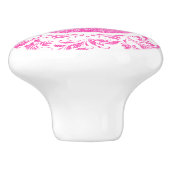 Hot-roze Floral Lace Glitter Texture Keramische Knop (Zijkant)
