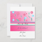 Hot-roze Floral sla de datum op Save The Date (Voorkant)