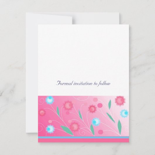 Hot-roze Floral sla de datum op Save The Date (Achterkant)