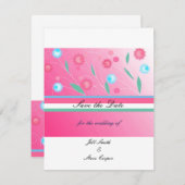 Hot-roze Floral sla de datum op Save The Date (Voorkant / Achterkant)