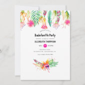 Hot-roze Floral Tropische zomerfeest Kaart (Voorkant)