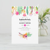 Hot-roze Floral Tropische zomerfeest Kaart (Staand voorkant)