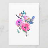 Hot-roze Floral Vintage Wedding Bar Menu (Achterkant)