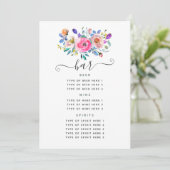 Hot-roze Floral Vintage Wedding Bar Menu (Staand voorkant)