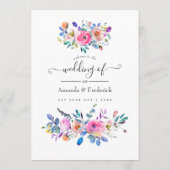 Hot-roze Floral Vintage Wedding Bar, menu (Achterkant)