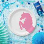Hot-roze fokpaard Silhouette Papieren Bordje (Feest)
