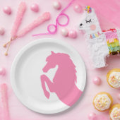 Hot-roze fokpaard Silhouette Papieren Bordje (Feest)