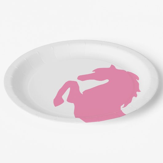 Hot-roze fokpaard Silhouette Papieren Bordje (Gekanteld)