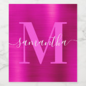 Hot-roze Folie monogram handtekening Wijn Etiket (Enkel label)