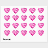 Hot-roze Folie Stripes Hartelijk dank voor uw Stic Hart Sticker (Vel)