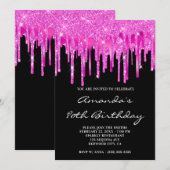 Hot-roze Folie voor glitter Dript Black 80e verjaa Kaart (Voorkant / Achterkant)
