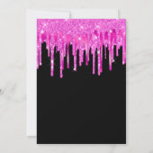 Hot-roze Folie voor glitter Dript Black 90th Birth Kaart (Achterkant)