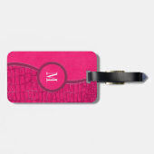 Hot-roze foliezakleder Alligator Afbeelding logo Bagagelabel (Achterkant horizontaal)