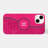 Hot-roze foliezakleder Alligator Afbeelding logo iPhone Hoesje (Achterkant horizontaal)