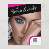 Hot roze foto collage Logo QR make-up promotioneel Flyer (Achterkant)