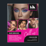 Hot roze foto collage Logo QR make-up promotioneel Flyer<br><div class="desc">Dubbelzijdige flyer voor een make-upkunstenaar, nagelkunstenaar, haarstylist of soortgelijk beroep waar u uw werk moet laten zien in een retro fotocollage met hete roze randen en een hete roze achtergrond. Personaliseer met je logo en op de achterkant een extra foto en je QR code met je social media handvat. Retro...</div>