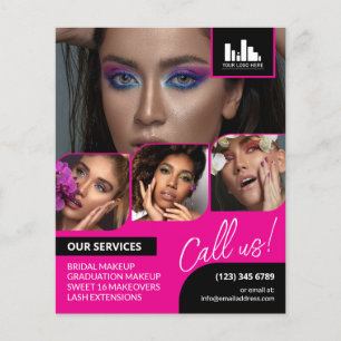 Hot roze foto collage Logo QR make-up promotioneel Flyer