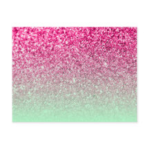 Hot-roze foto Glitter en Mint Green Ombre