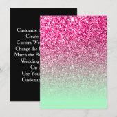 Hot-roze foto Glitter en Mint Green Ombre Kaart (Voorkant / Achterkant)