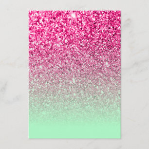 Hot-roze foto Glitter en Mint Green Ombre Kaart