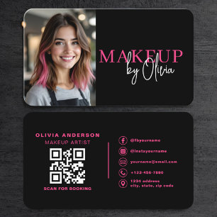 Hot Roze Foto Make-up Artist QR Code Visitekaartje