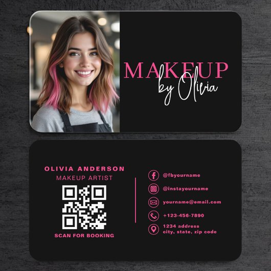 Hot Roze Foto Make-up Artist QR Code Visitekaartje