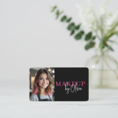 Hot Roze Foto Make-up Artist QR Code Visitekaartje (Staand voorkant)