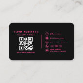Hot Roze Foto Make-up Artist QR Code Visitekaartje (Achterkant)