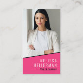 Hot Roze Foto QR Code Verticale Logo Visitekaartje (Voorkant)