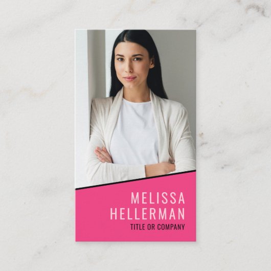 Hot Roze Foto QR Code Verticale Logo Visitekaartje (Voorkant)