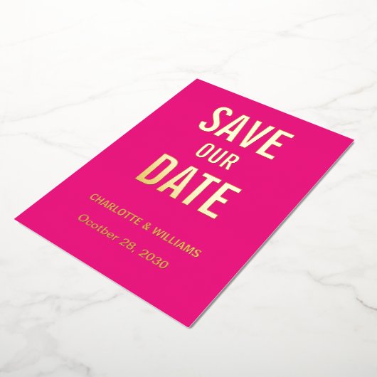 Hot-roze fotobedekking bespaart de datum goud folie uitnodiging (Gedraaid)