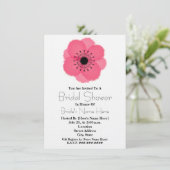 Hot-Roze Franse Anemone Bridal Shower-uitnodiging Kaart (Staand voorkant)
