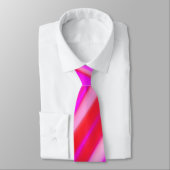 Hot-roze Fuchsia Abstracte strepen Stropdas (Gebonden)