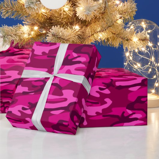 Hot roze fuchsia camo camouflage meisjespatroon cadeaupapier (Feestdagen)